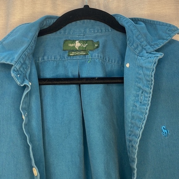 HUNT CLUB BLUE BUTTON UP LONG SLEEVE - Picture 3 of 4
